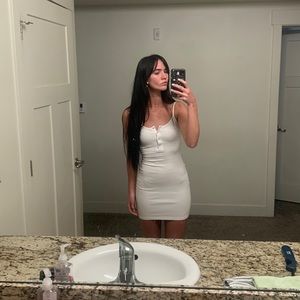 White ribbed mini dress